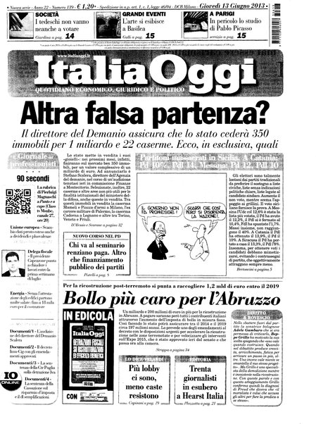 Italia oggi : quotidiano di economia finanza e politica